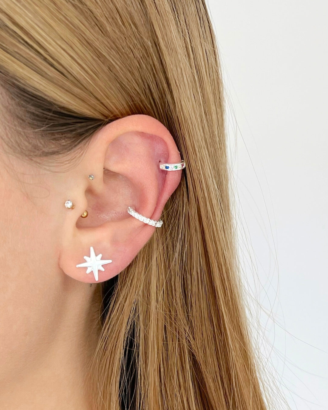 Brinco Estrela Polar em Prata Semijoia Minimalista