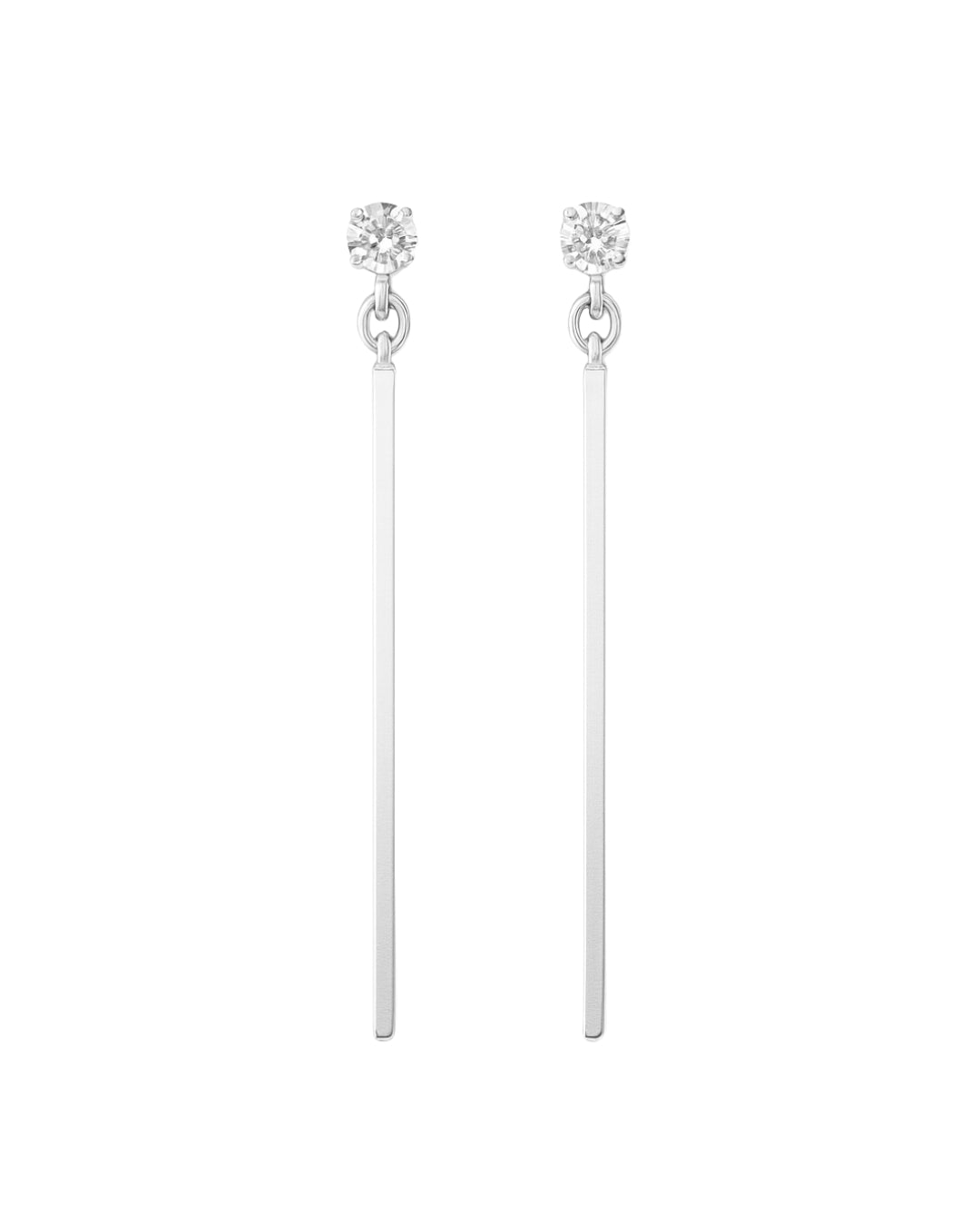 Brinco Longo com Zircônia em Prata Semijoia Minimalista Elegante