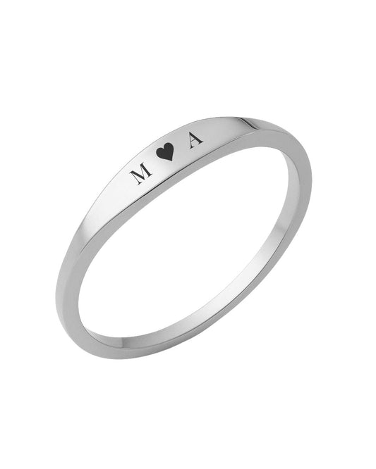 Anel Personalizado com Iniciais em Prata Aço Inox Aliança Unissex Exclusiva