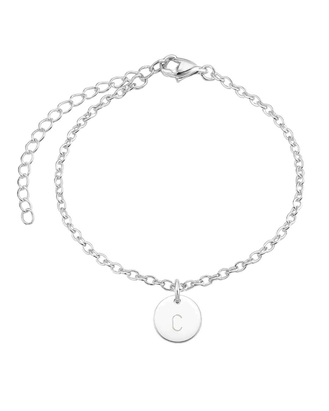 Pulseira Medalha com Inicial em Prata Punção Semijoia