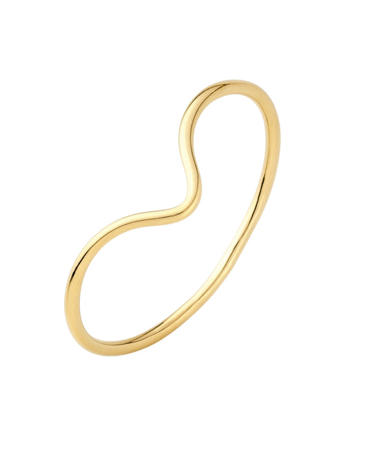 Anel Onda Minimalista em Ouro Semijoia Orgânico e Delicado