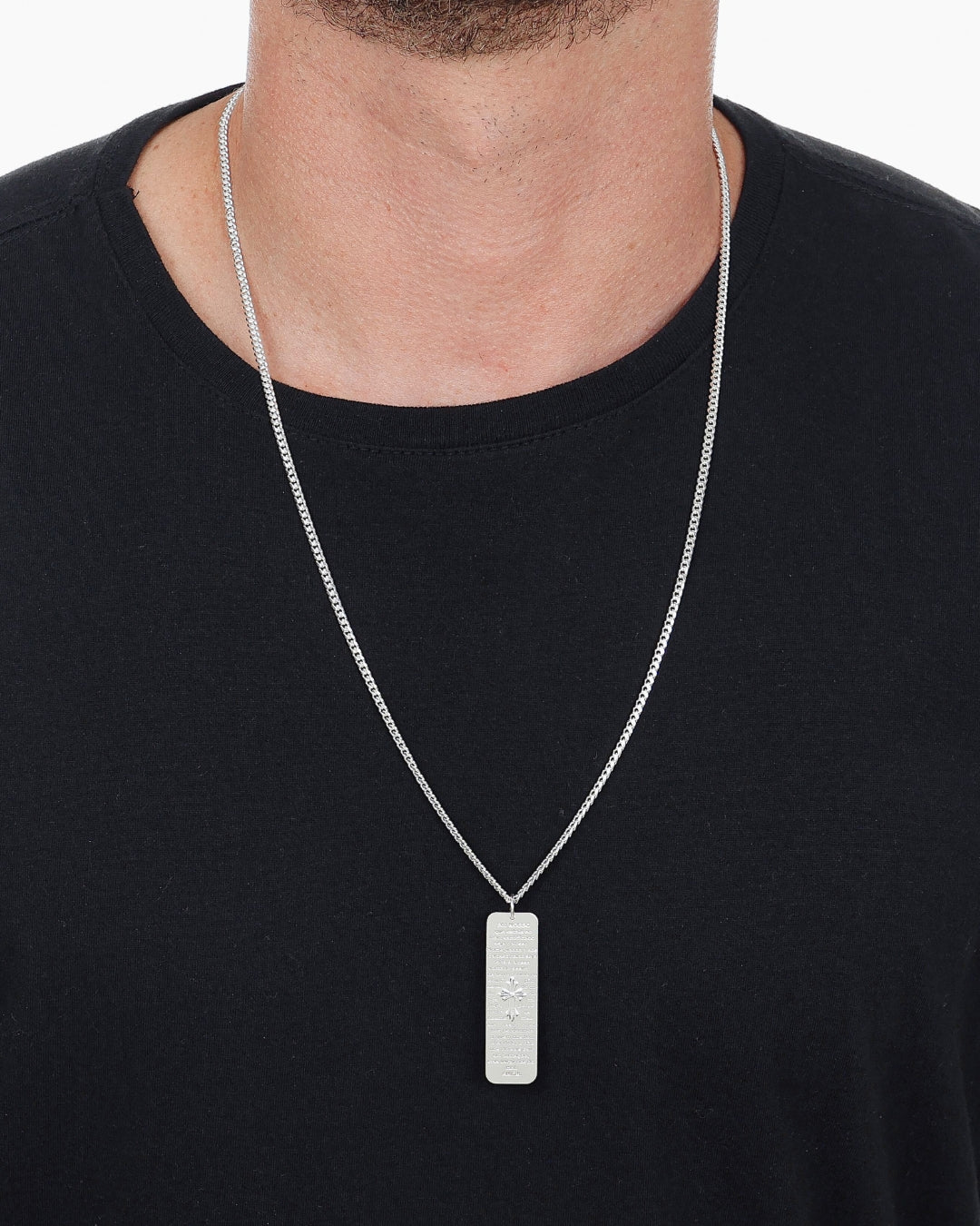 Colar Pai Nosso em Prata Fé Proteção Semijoia Masculino