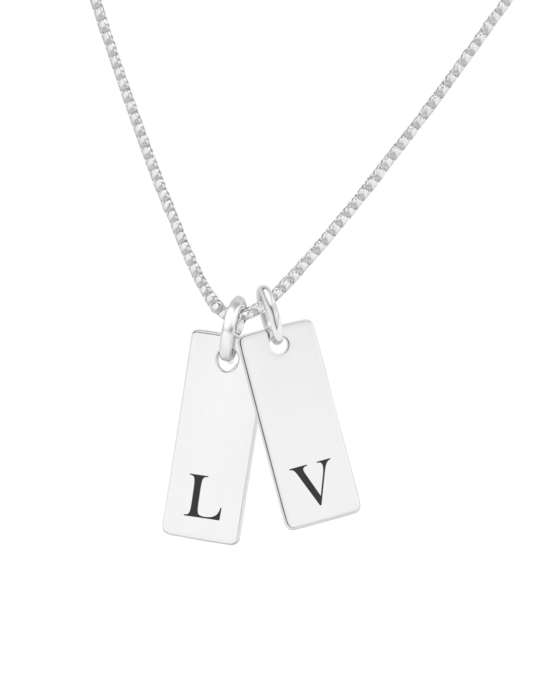 Colar Placa P com Iniciais em Prata Semijoia Unissex Minimalista