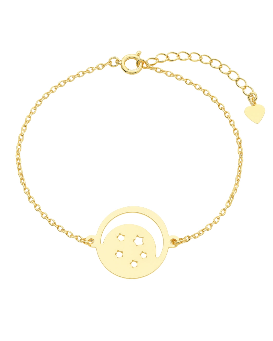 Pulseira Lua & Estrelas em Ouro Semijoia Minimalista Delicada