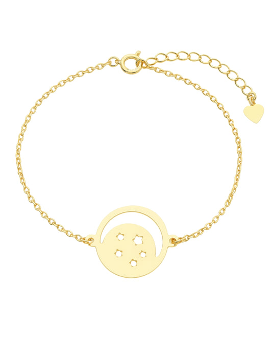 Pulseira Lua & Estrelas em Ouro Semijoia Minimalista Delicada