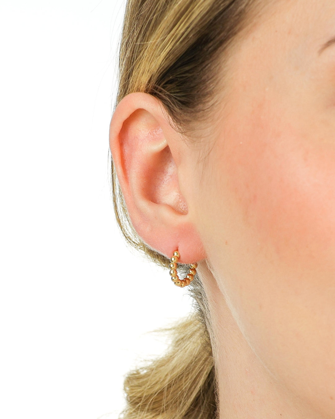 Brinco Argola Bolinhas em Ouro Semijoia Clássica