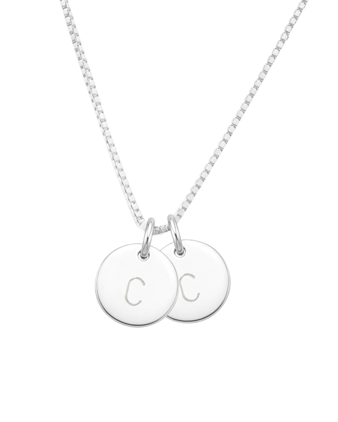 Colar Medalhas 9mm com Inicial Punção em Prata Semijoia Unissex