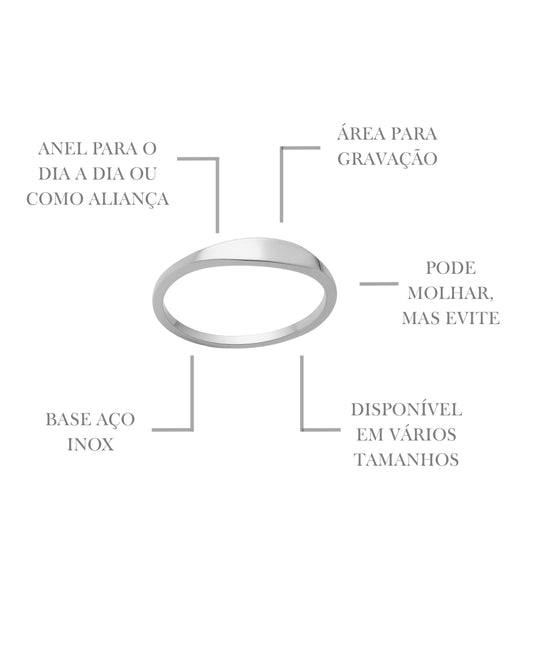 Anel Personalizado com Iniciais em Prata Aço Inox Aliança Unissex Exclusiva