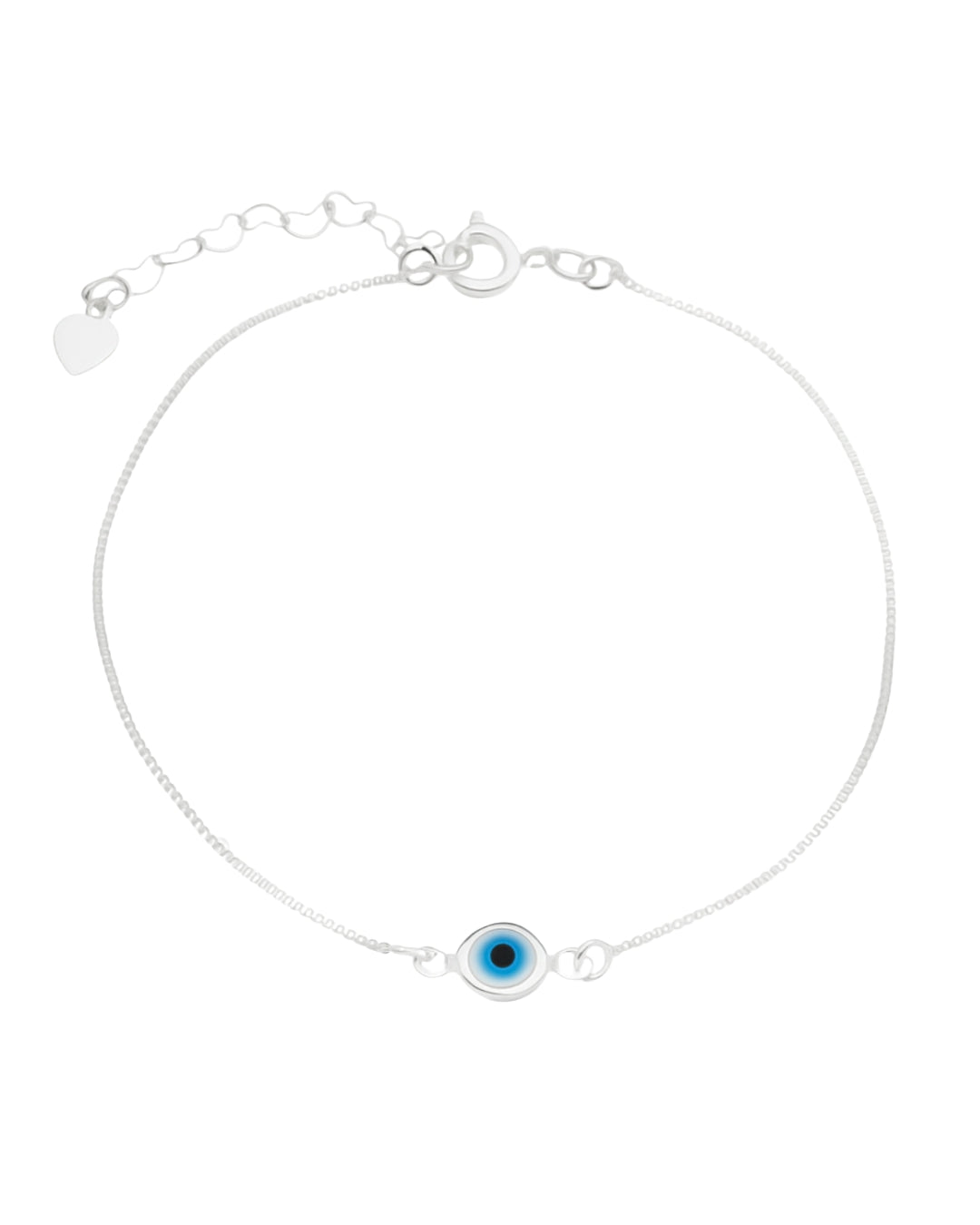 Pulseira Olho Grego em Prata Semijoia Amuleto Sorte e Proteção