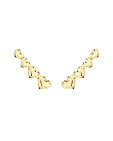 Brinco Ear Cuff Corações - Ouro