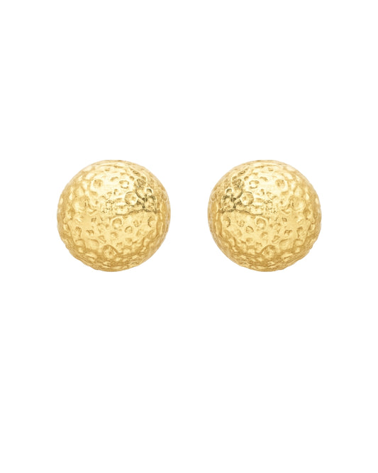 Brinco Esfera Texturizada em Ouro Semijoia Clássica Atemporal