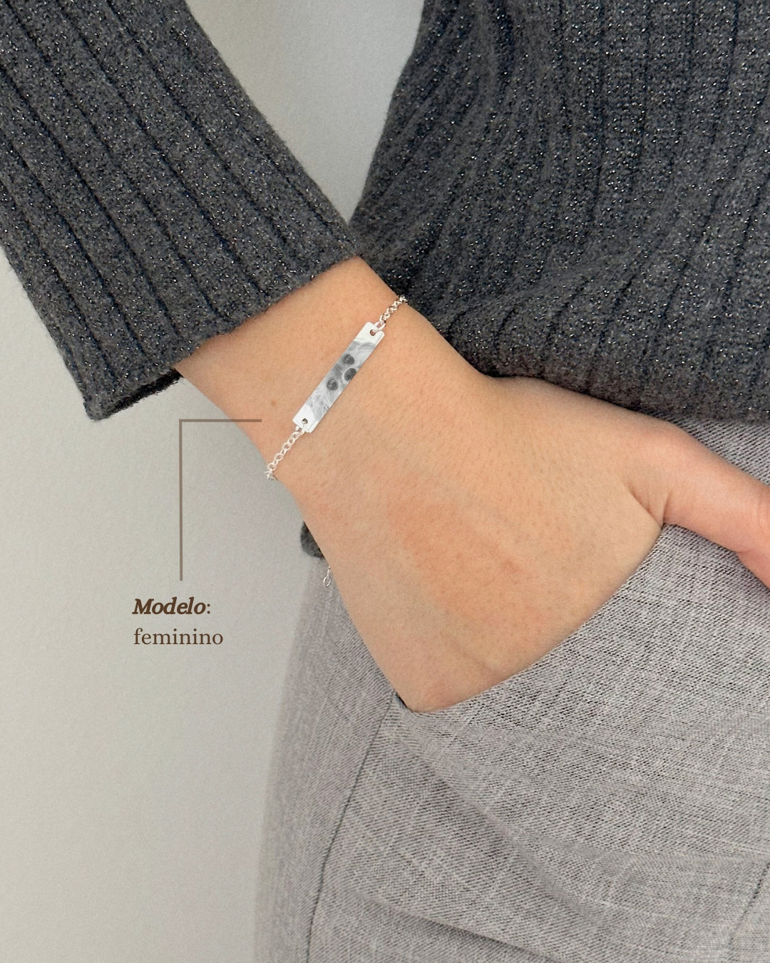 Pulseira Placa Com Olhar - Prata