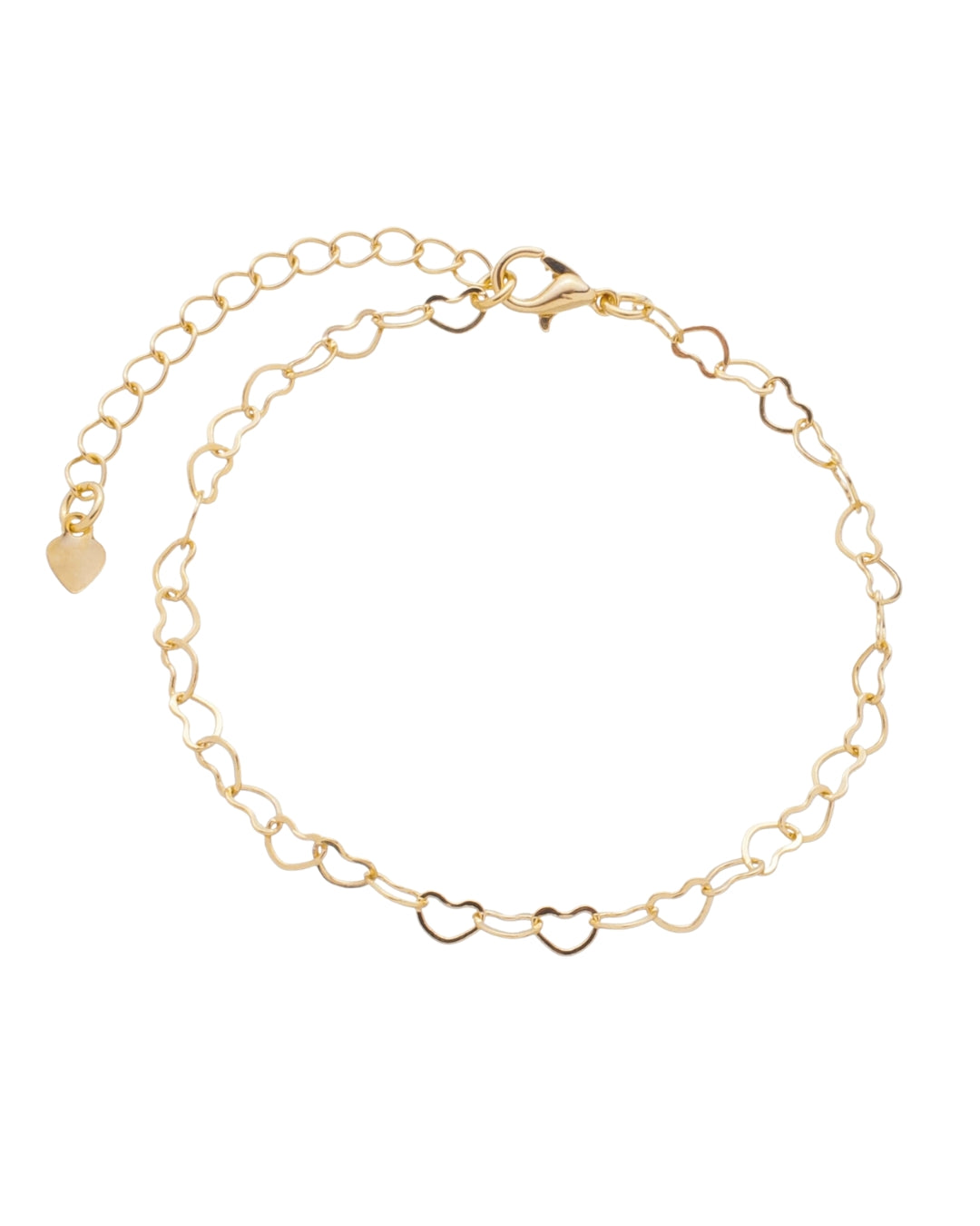 Pulseira Corações Vazados em Ouro Semijoia Minimalista Romântica