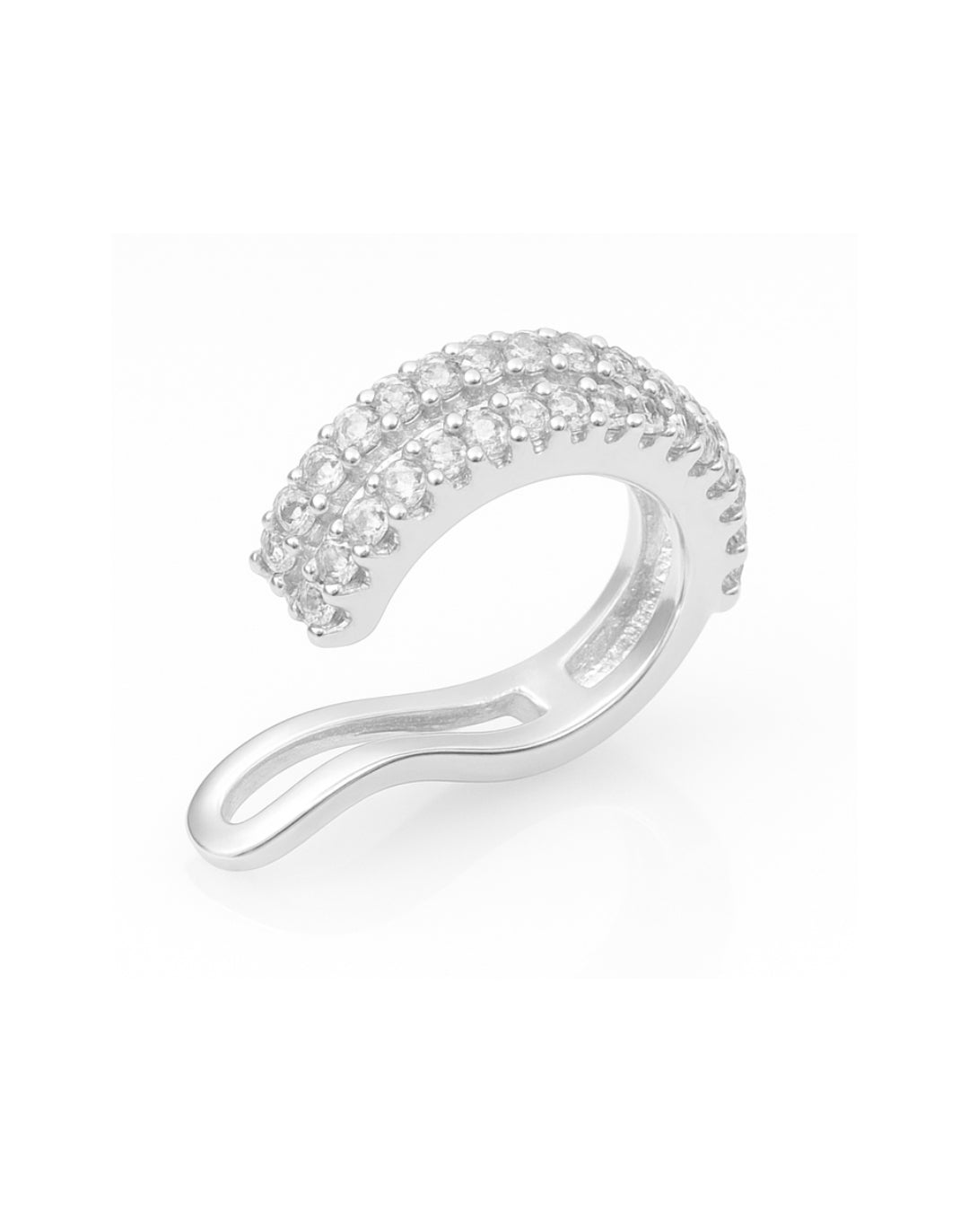 Piercing de Pressão Duplo Cravejado - Prata