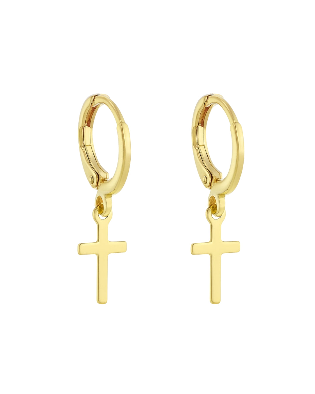 Brinco Argola com Pingente Cruz - Ouro