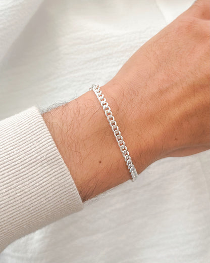 Pulseira Elo Grumet em Prata Semijoias Clássica Sofisticada Masculina
