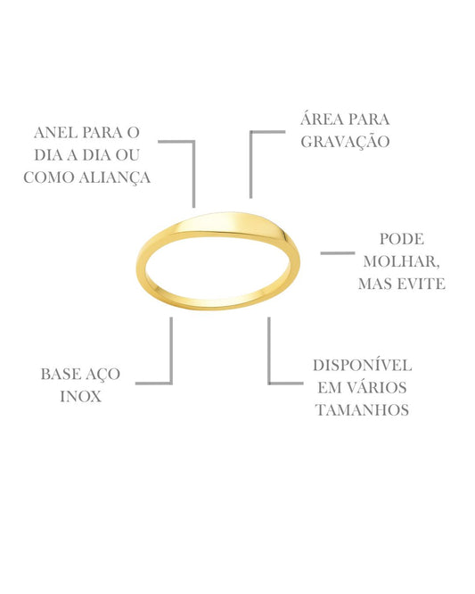 Anel Personalizado com Inicial em Ouro Aço Inox Aliança Unissex Exclusiva