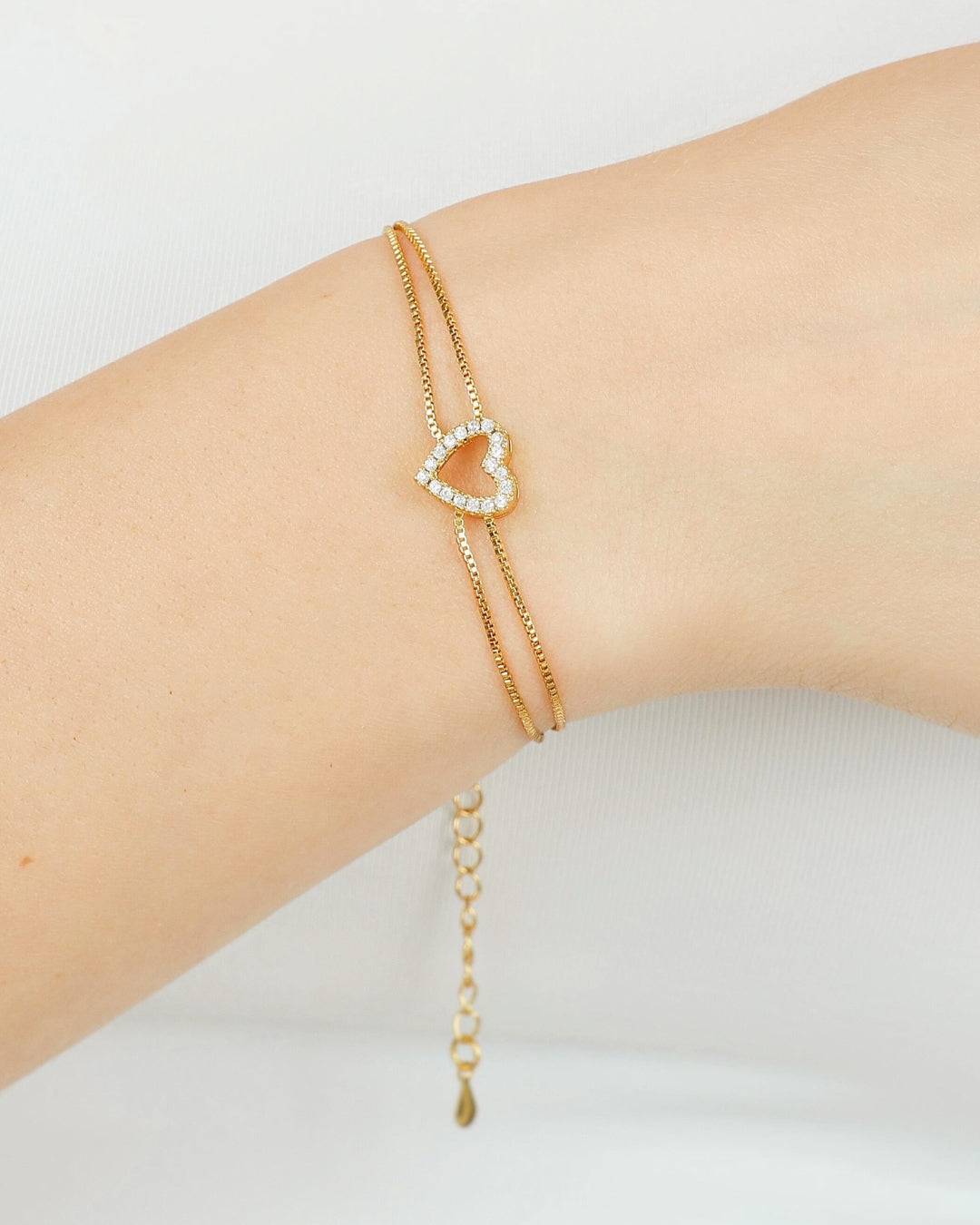 Pulseira Coração Cravejado - Ouro