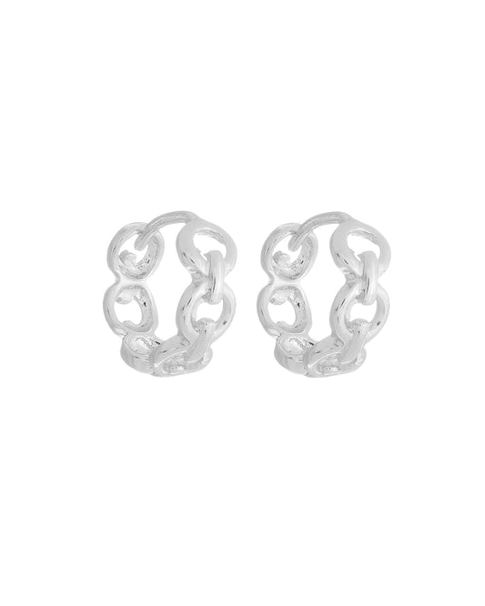 Brinco Argola Corrente em Prata Semijoia Minimalista