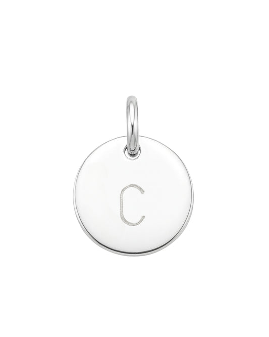 Pingente Medalha 9mm com Inicial Punção em Prata Semijoia