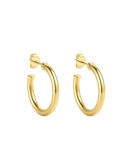 Brinco Argola Média Lisa em Ouro Semijoia Minimalista