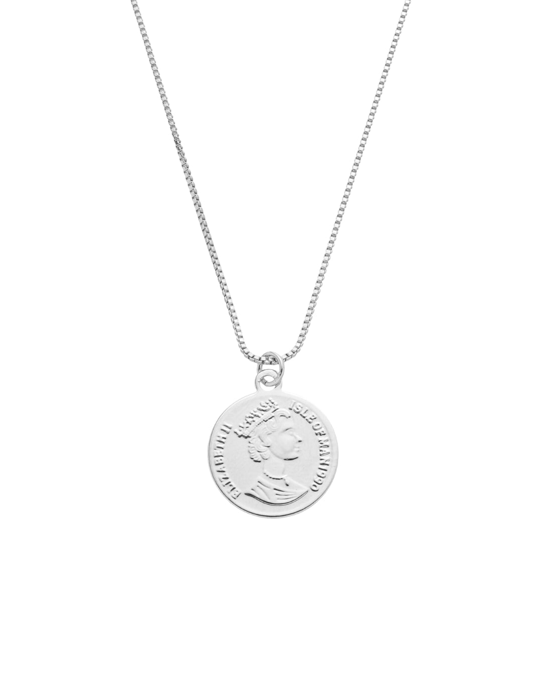 Colar Medalha Rainha Elizabeth em Prata Semijoia Minimalista