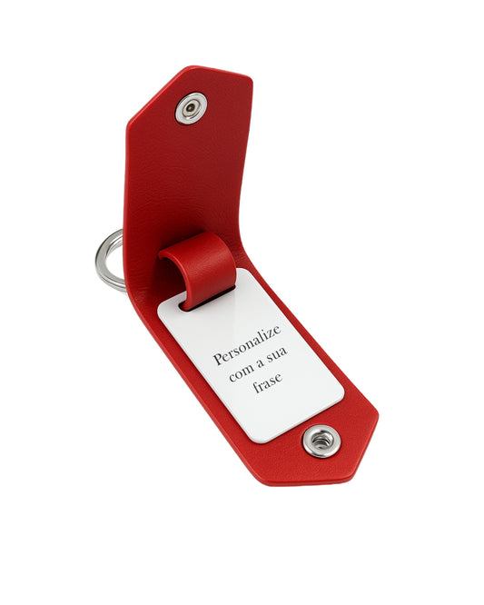 Chaveiro Couro Vermelho Frase Especial