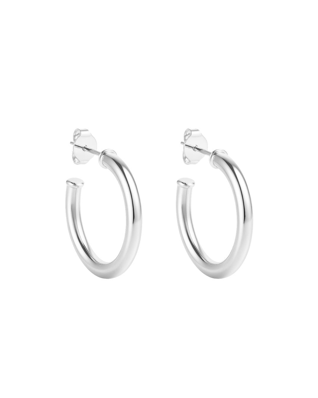 Brinco Argola Média Lisa em Prata Semijoia Minimalista