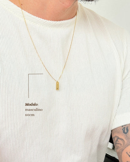 Colar Retangular Inicial - Ouro