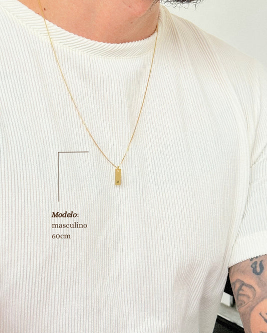 Colar Retangular Inicial - Ouro