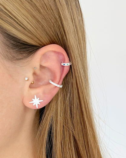 Brinco Estrela Polar em Prata Semijoia Minimalista