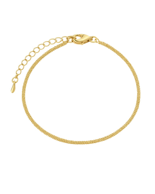 Pulseira Trama em Ouro Semijoia Minimalista Brilho Estilo Corda