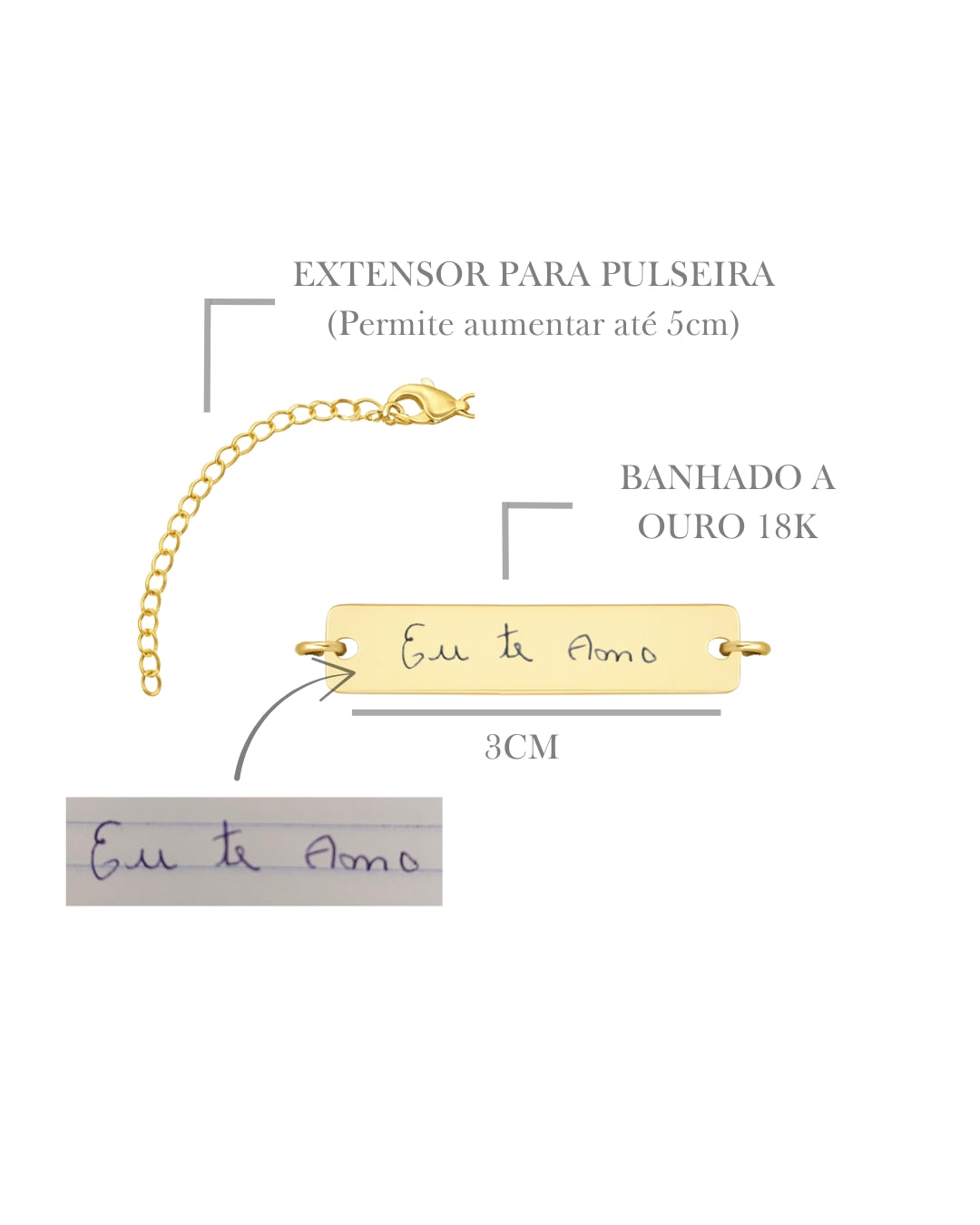 Pulseira Placa Com a Própria Escrita