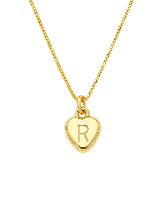 Colar Coração 9mm com Inicial Punção em Ouro Semijoia