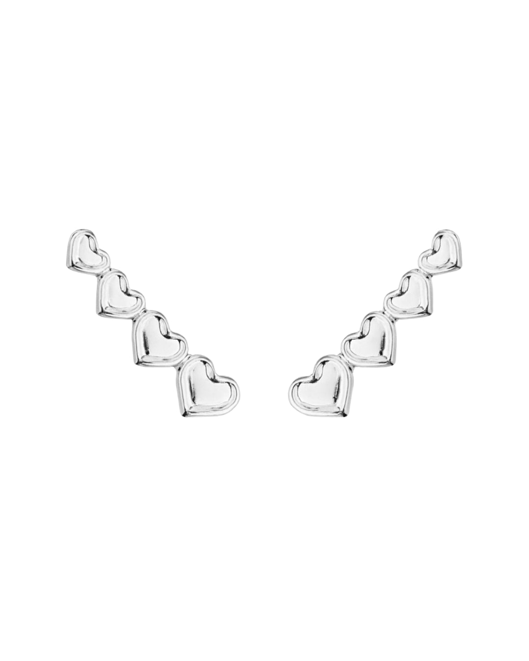 Brinco Ear Cuff Corações - Prata