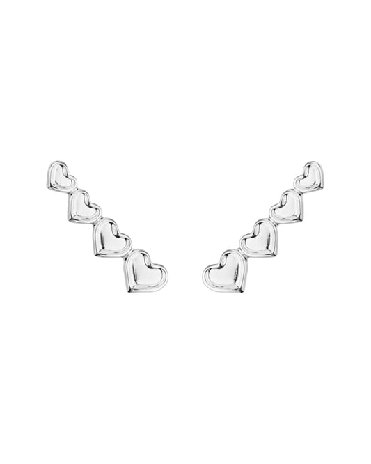 Brinco Ear Cuff Corações - Prata