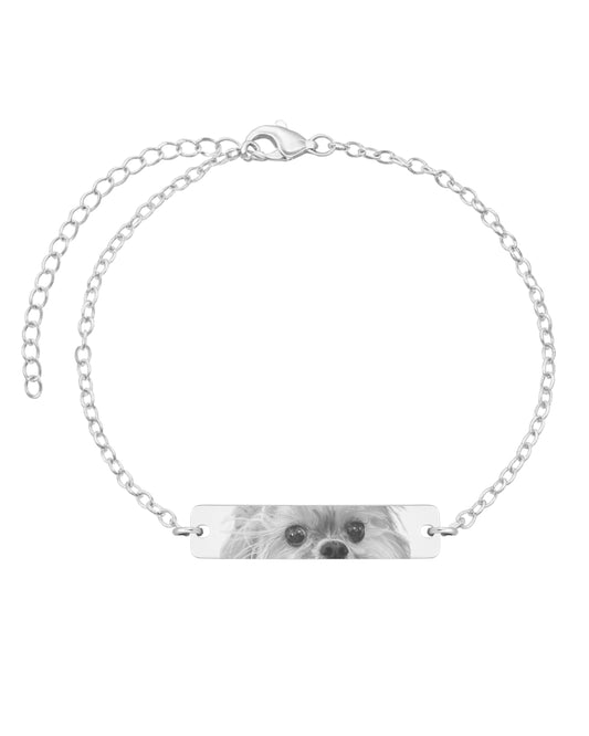 Pulseira Placa Com Olhar - Prata