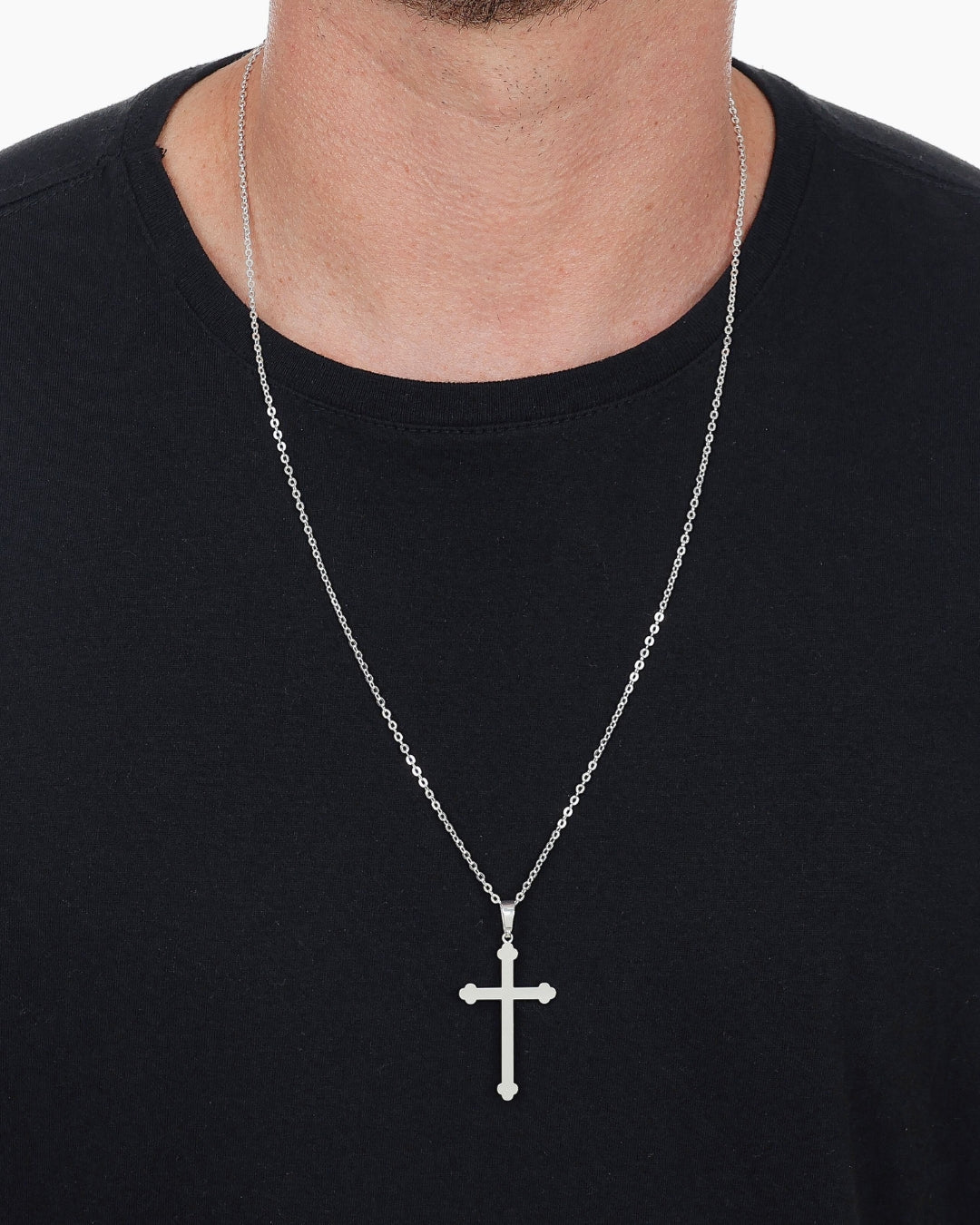 Colar Cruz em Prata Símbolo de Fé Proteção Semijoia Masculino