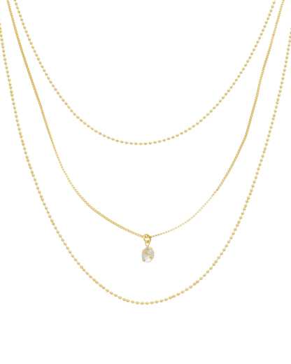 Kit 3 Colares Ponto de Luz em Ouro Semijoia Minimalista