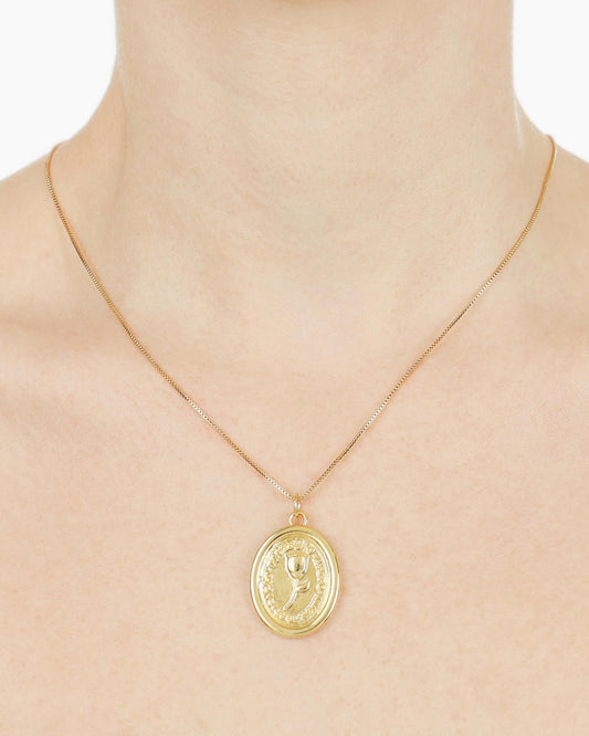 Colar Medalha Rosa Proteção e Amor em Ouro Semijoia com Significado