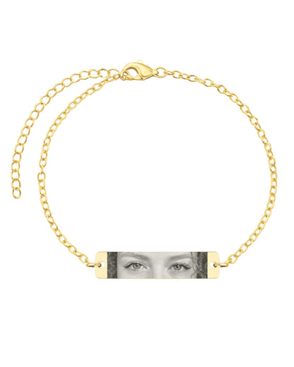 Pulseira Placa Com Olhar - Ouro