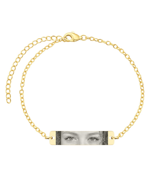 Pulseira Placa Com Olhar - Ouro