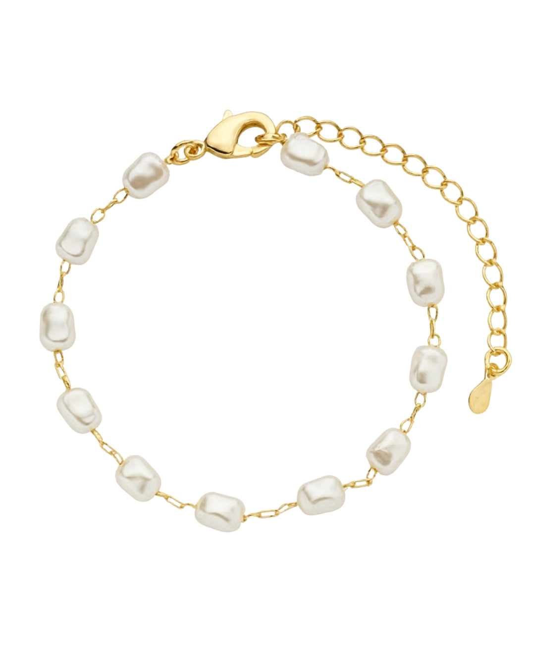 Pulseira Pérolas em Ouro Semijoia Minimalista