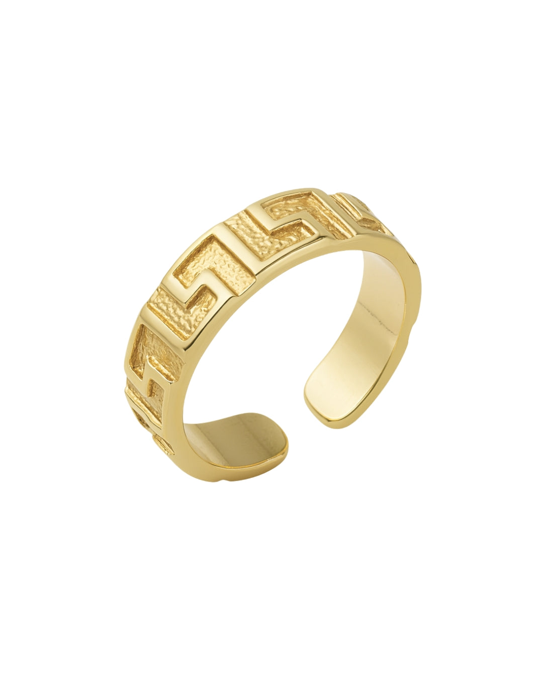 Anel Geométrico em Ouro Semijoia Unissex Ajustável