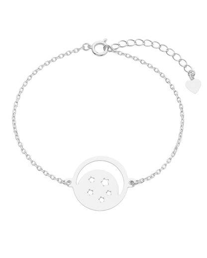 Pulseira Lua & Estrelas em Prata Semijoia Minimalista Delicada