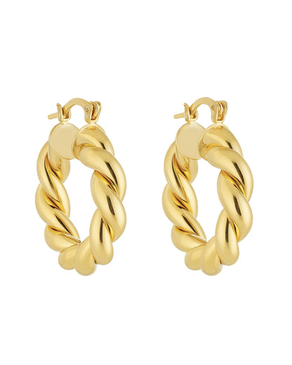 Brinco Argola Torcida em Ouro Semijoia Moderna Sofisticada