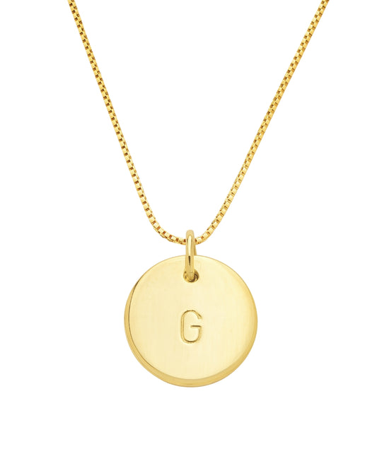 Colar Medalha 15mm com Inicial Punção em Ouro Semijoia Unissex