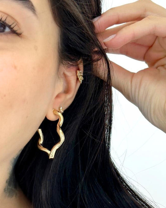 Brinco Argola Orgânica em Ouro Semijoia