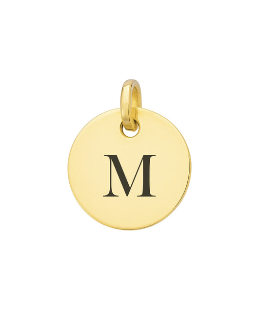 Pingente Medalha 9mm com Inicial em Ouro Semijoia