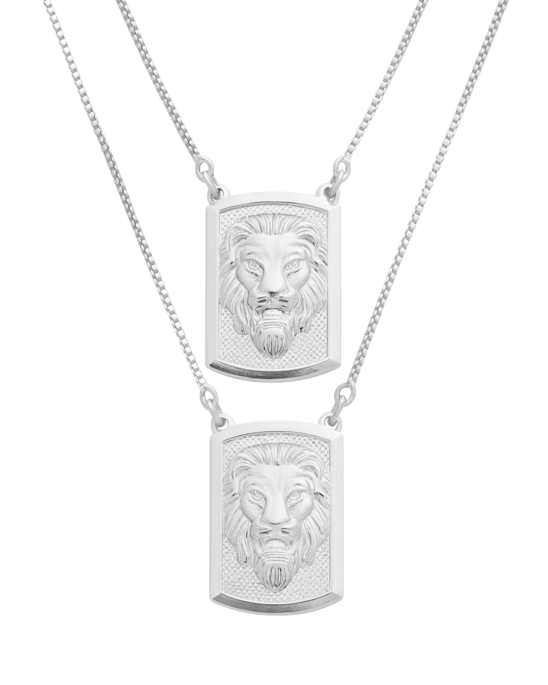 Escapulário Pingente Leão em Prata Semijoia Símbolo Força Coragem Unissex